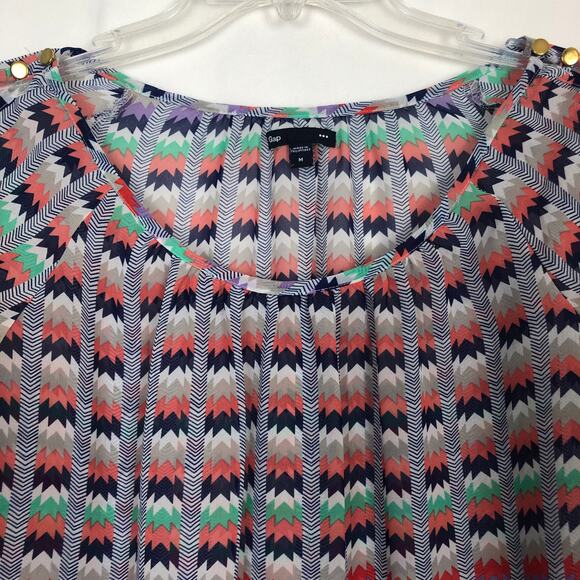 Gap Multicolor 3/4 Balloon Sleeves Scoop Neck Top Size M - Picture 3 of 11